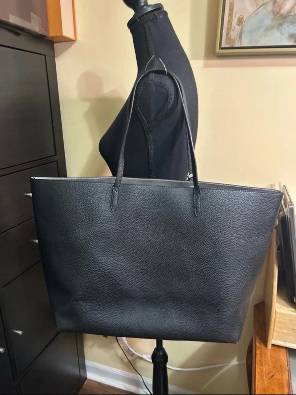 Victoria's Secret Black Leather Tote with Silver Tassel
